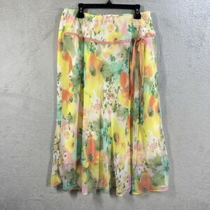 Tailor B Moss Chiffon Pastel Floral Skirt Size 10 Layered Watercolor